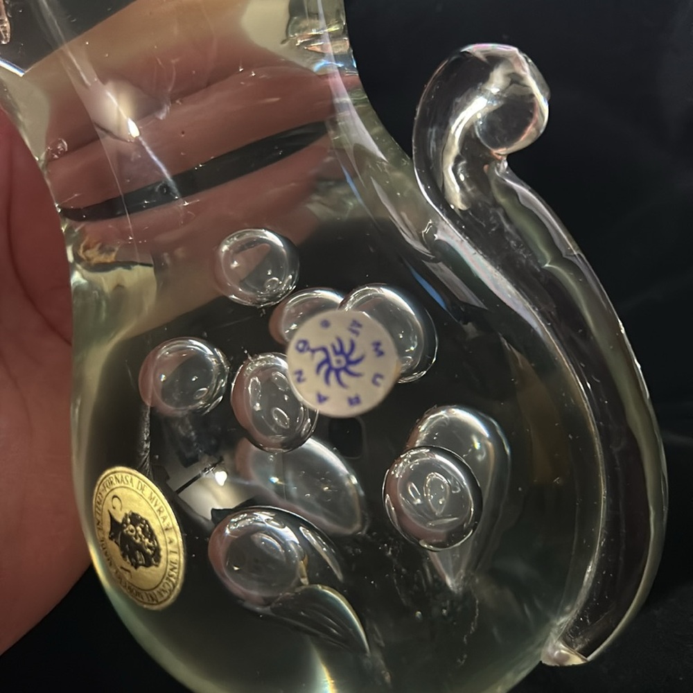 Murano Fornasa De Mvran clear Paperweight Glass Cat Sticker Italy - Picture 12 of 13
